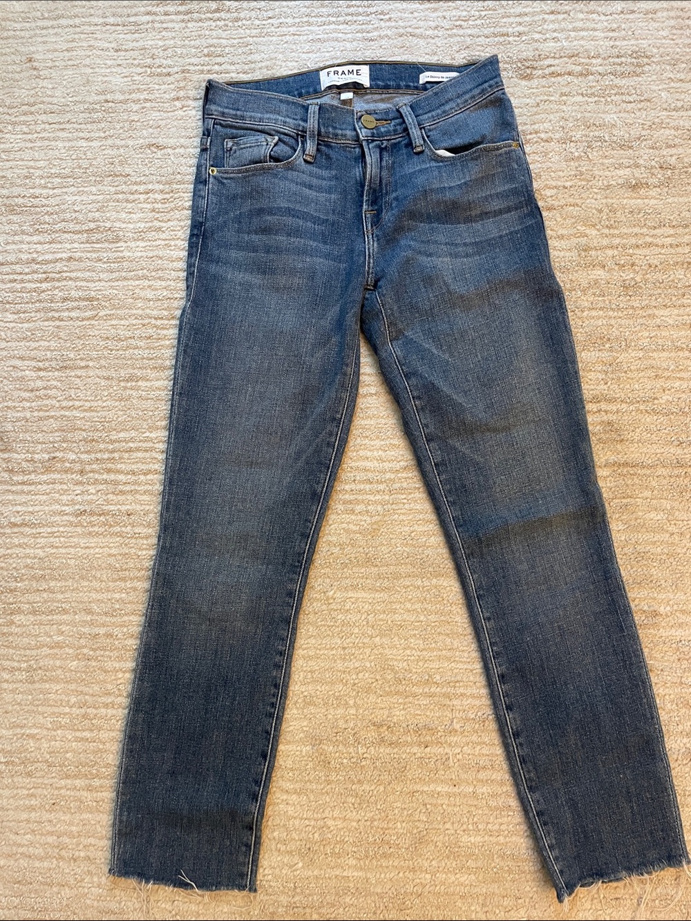 Frame Denim Women's Cropped Ankle Jeans in Medium Blue